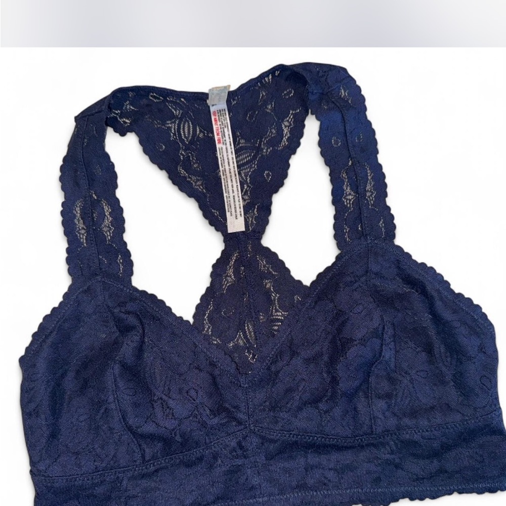 Free People Lace Racerback Bralette - Navy Size Medium